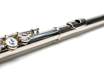 Fototapeta premium Close-up flute section showcasing precision craftsmanship and melodic potential in music creating enchanting silver
