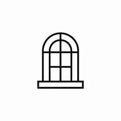 Classic Arched Window Outline Architectural Vector Icon Illustration