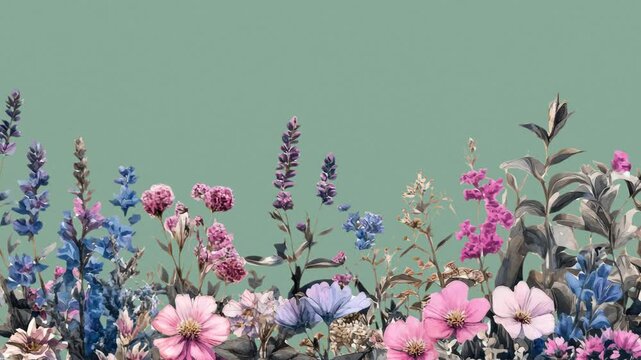 Colorful floral border design