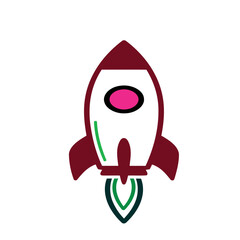 Cartoon rocket ship launching isolated on transparent background