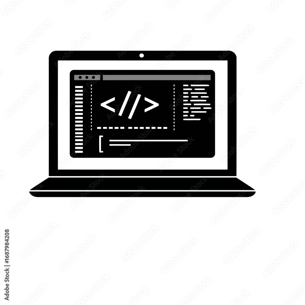 Poster coding window icon isolated on transparent background