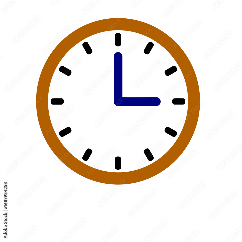 Poster simple clock face with blue hands isolated on transparent background