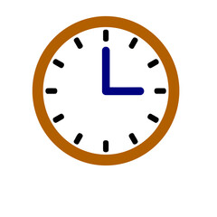 Simple clock face with blue hands isolated on transparent background