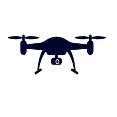 Dark blue drone with camera isolated on transparent background