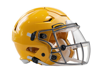Fototapeta premium Bright yellow football helmet, clear face mask