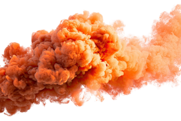 Abstract orange and peach colored ink clouds