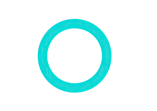 A vibrant turquoise circle with a slightly hazy or soft-edged effect against a pure black background