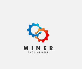 Vibrant gradient interlocking gears logo forming an abstract infinity symbol with fluid connection.