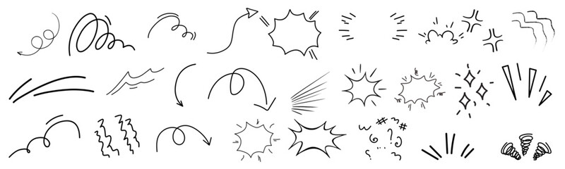 Line marker hand drawn brush arrow element set. Sketch pencil stroke vector graphic pen underline scribble icon. vector set