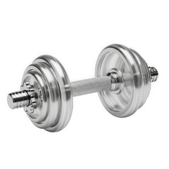 Fototapeta premium Shiny adjustable dumbbell with weight plates isolated on black for fitness and exercise transparent background