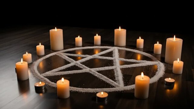Pentagram Rituals Eerie Candlelight Setting