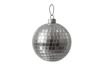 Obraz premium Silver disco ball christmas ornament hanging with transparent background