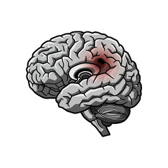 illustration of brain hemorrhage a stroke event depicting disease inside the skull useful for science content