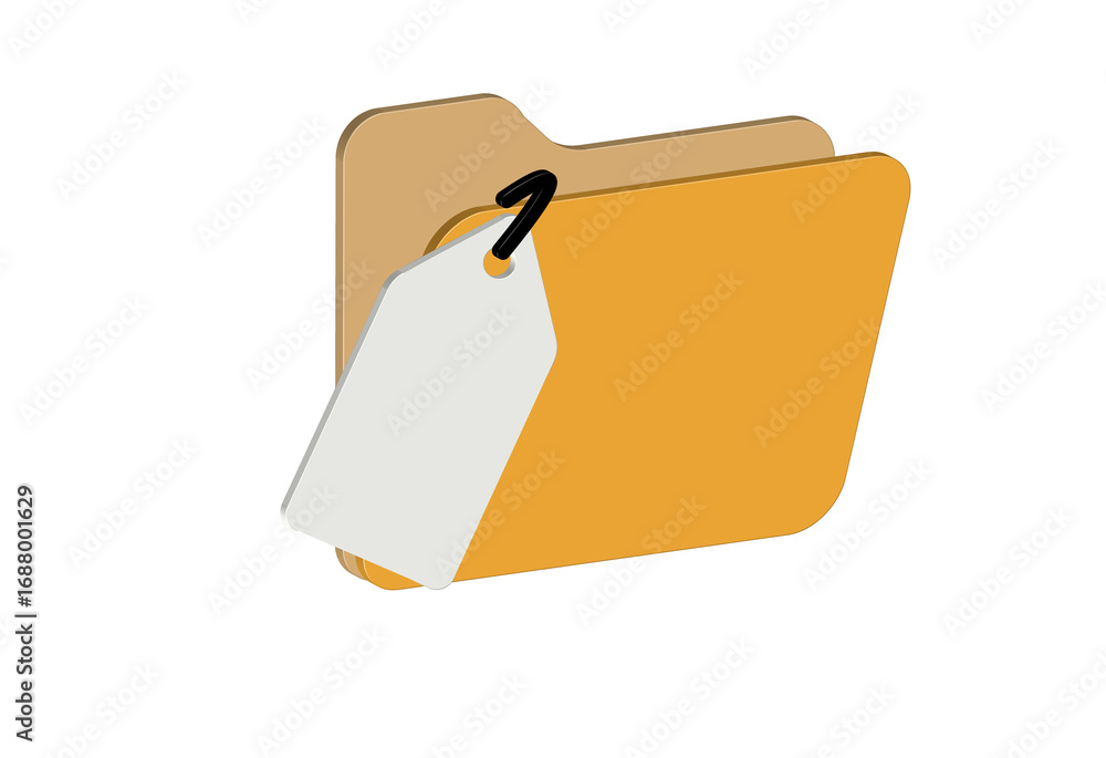 Poster simple 3d illustration of a folder icon with a label. transparent background in png format.