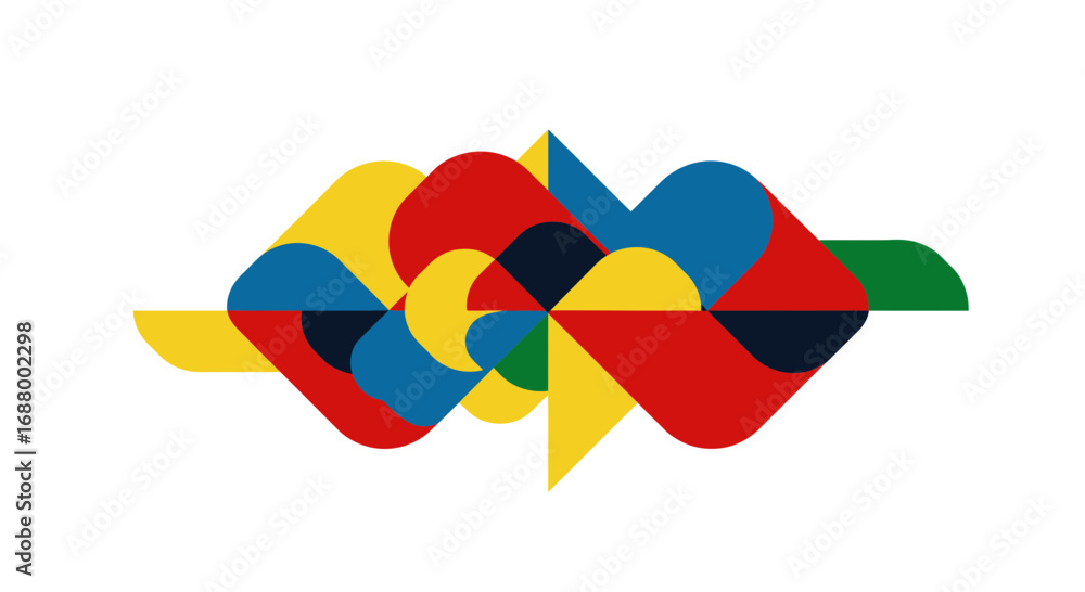 Poster colorful abstract geometric pattern design with shapes on white background