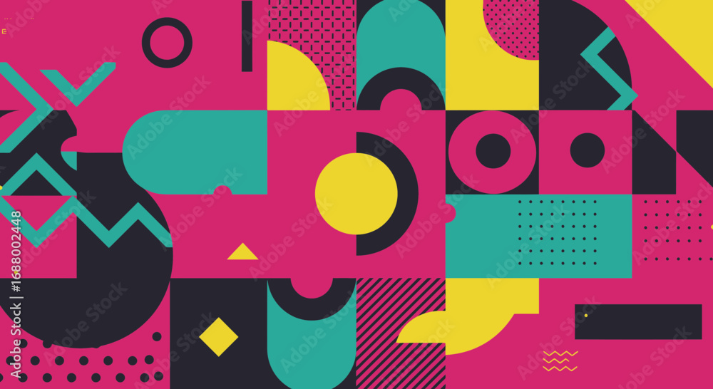 Poster colorful geometric shapes creating a playful and modern abstract background