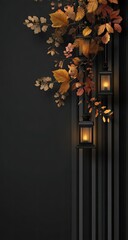 Autumnal lantern display against a dark background