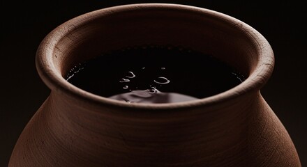 Close of wine in a clay jar symbolizing miracle and faith in Christ Jesus