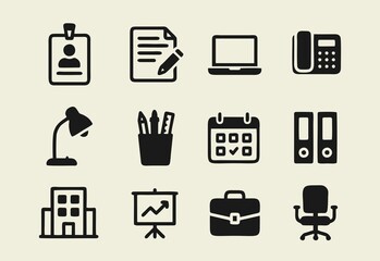 Vector office equipment icons collection