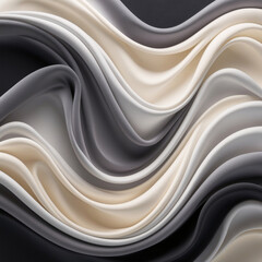Obraz premium smooth 3d wave design abstract background with black white gray color palette gypsum inspired texture texture wallpaper background for copy space