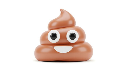 A smiling brown poop emoji with white background, isolated and centered in the frame.