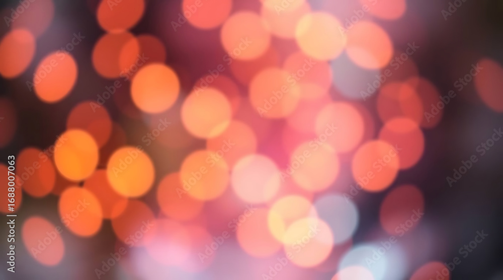 Poster blurred bokeh lights in warm orange and pink tones, creating a soft and dreamy abstract background