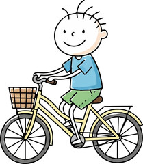 Illustration of Kid Riding a Bicycle