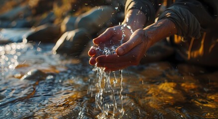 Jesus hands pouring water