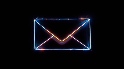 Neon Email Icon with Dark Background.