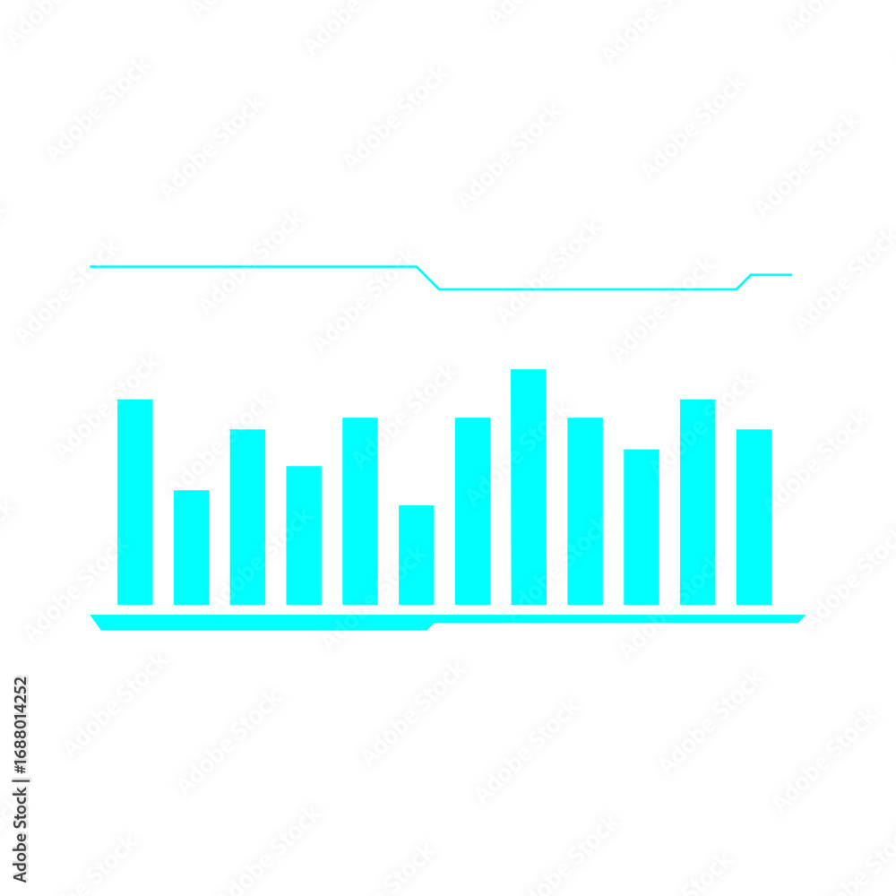 Poster simple cyan bar chart and line graph illustration.