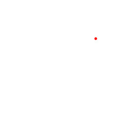 Single red dot on a white background.