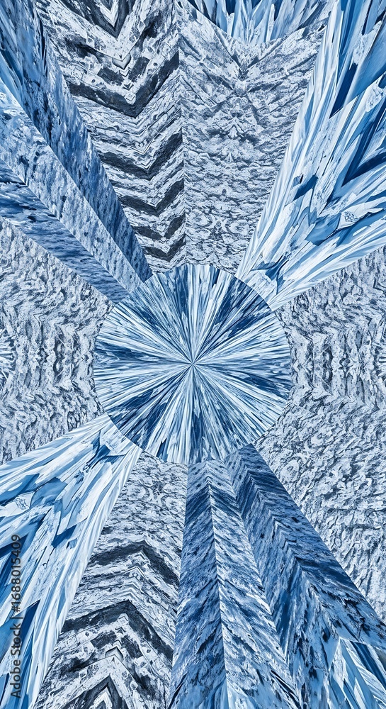 Aufkleber abstract composition of cold hues, crystalized forms and burst patterns