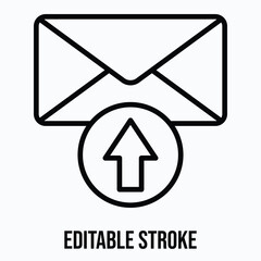 Email with Upload Arrow Isolated Vector Lineal Style Icon, Editable Stroke