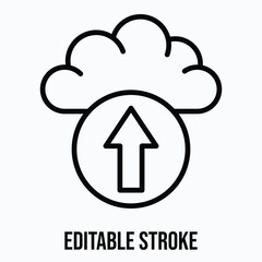  Cloud Upload Isolated Vector Lineal Style Icon, Editable Stroke