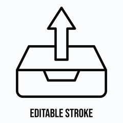  Outgoing Mail Inbox Tray Isolated Vector Lineal Style Icon, Editable Stroke