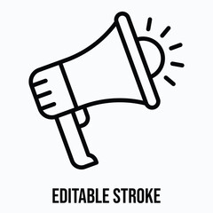 Megaphone Announcement Isolated Vector Lineal Style Icon, Editable Stroke