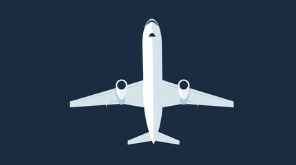 Airplane Top View with Dark Background.