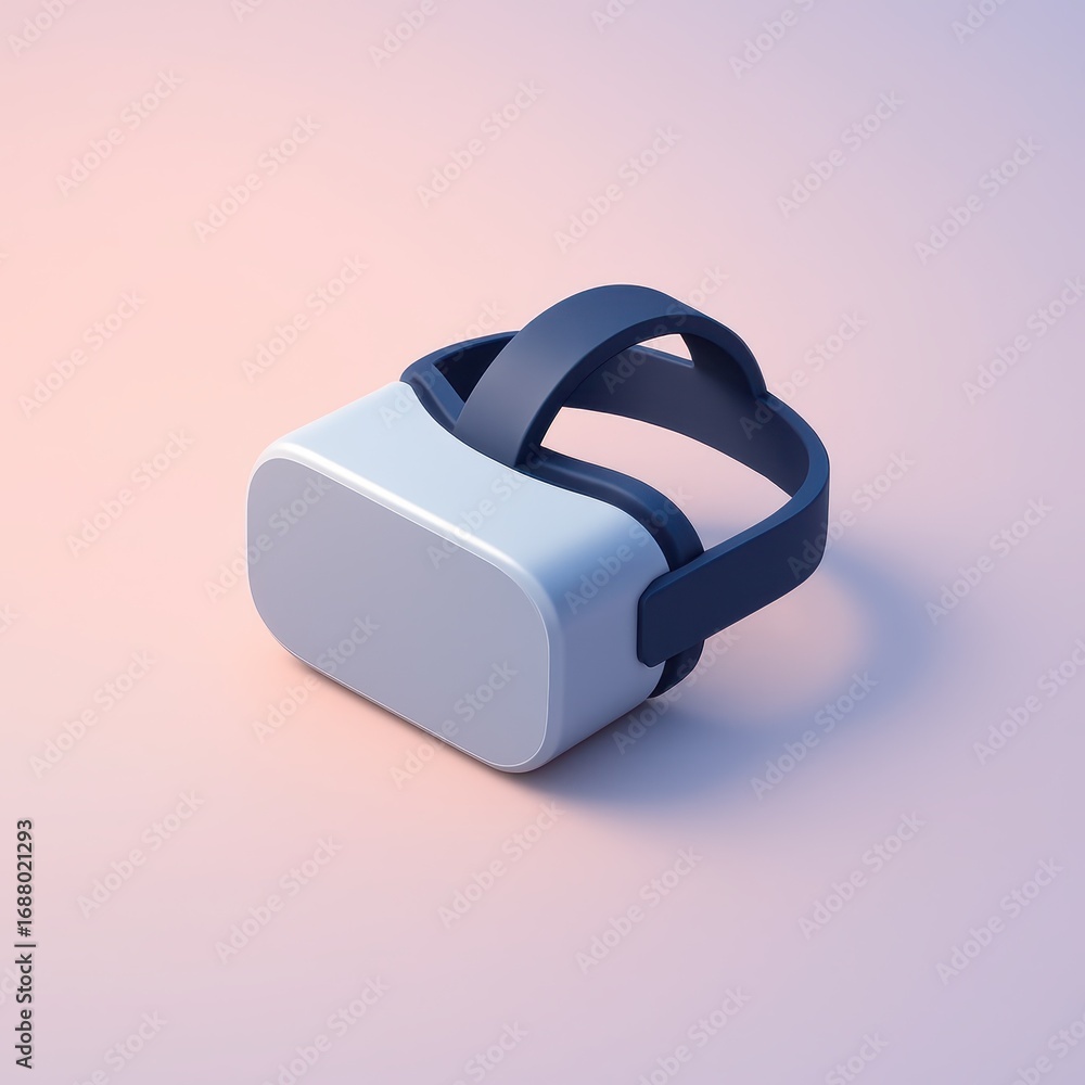 Poster minimal 3d vr headset symbol floating with soft shadows glossy plastic finish and gentle gradient su