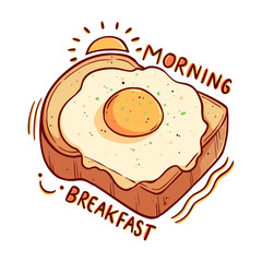 toast egg bread and bacon hand drawn. tasty breakfast food