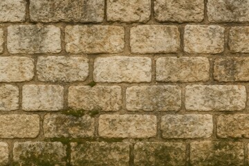 Fototapeta premium Natural limestone wall surface displaying authentic weathered texture with organic color variations and geological patterns