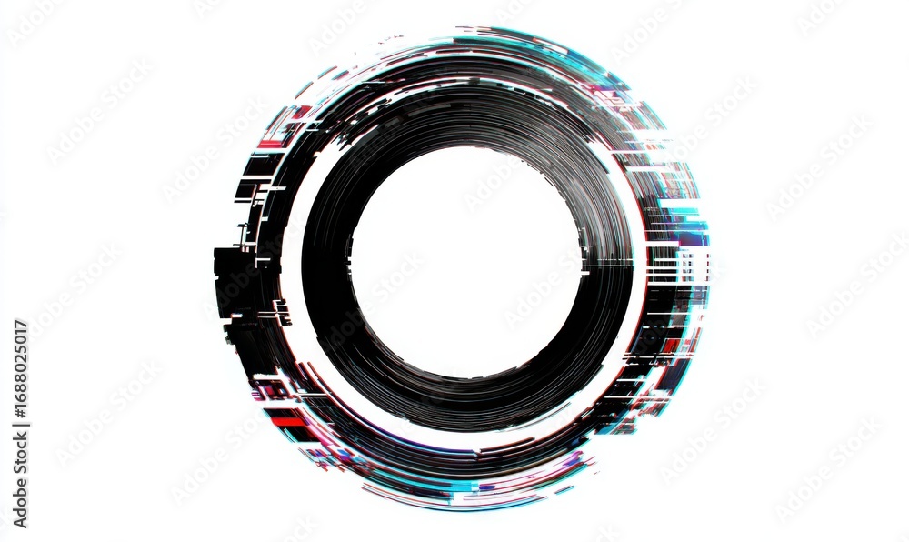 Poster abstract circular graphic with distorted lines