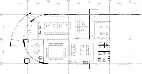 Office Interior Furniture Layout Plan Vector Drawing
