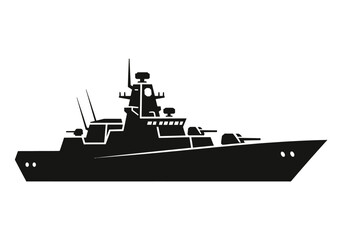 Obraz premium Silhouette of a Modern Naval Warship A Vector Graphic Illustration