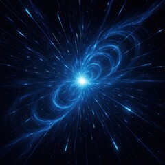 Fototapeta premium Cosmic wormhole visualization with streaking light particles and space-time distortion effects for science fiction and theoretical physics content