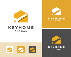 Key Home House Property Real Estate Rent Apartment Residential Vector Logo Design Illustration