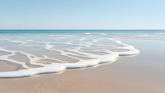 Gentle Ocean Wave Washing Ashore on Sandy Beach Calm Sea water - Powered by Adobe