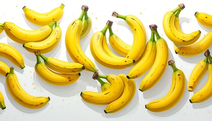 Yellow bananas on white background