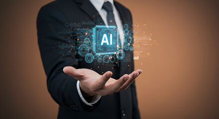 businessman holding a digital clock