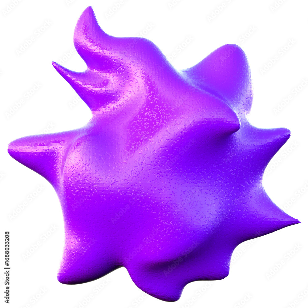 Poster rendered glossy spiky blob irregular shape decorative element on black