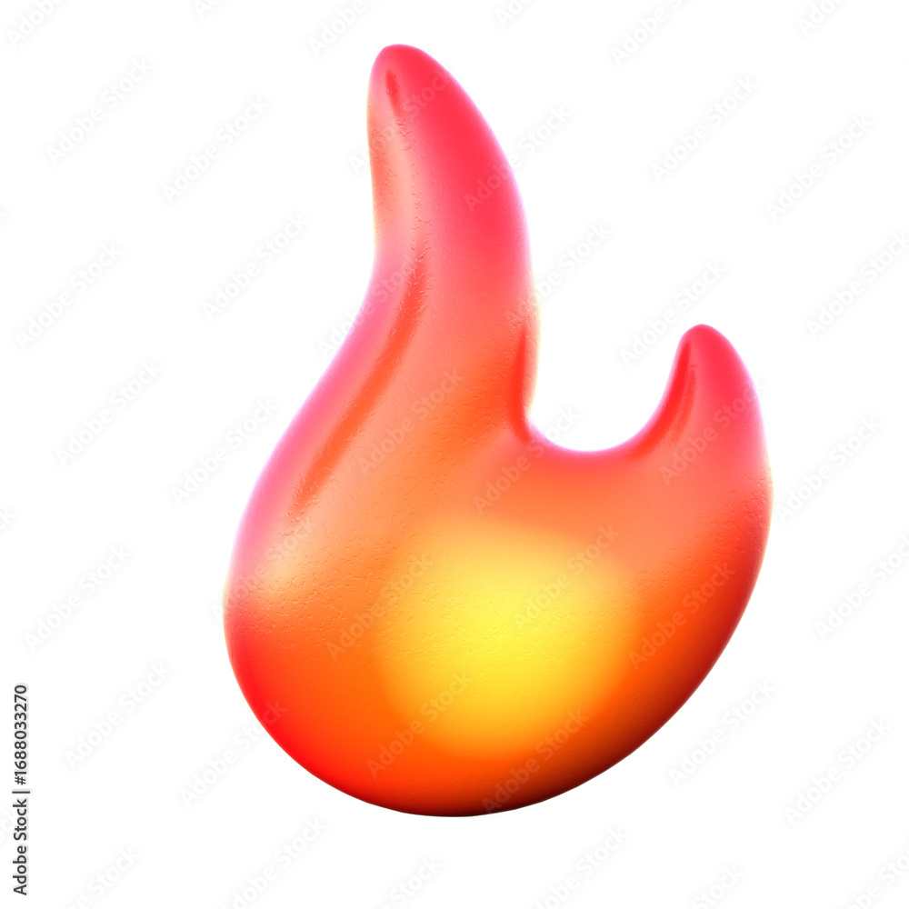 Poster Glossy 3D Rendering Flame Illustration with Smooth Gradient on Black Background